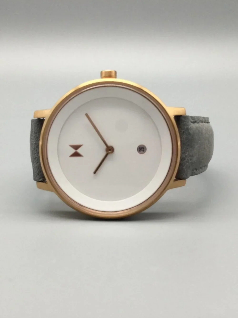 MVMT Signature II Watch Women 34mm Rose Gold Tone Date Gray Band New Battery